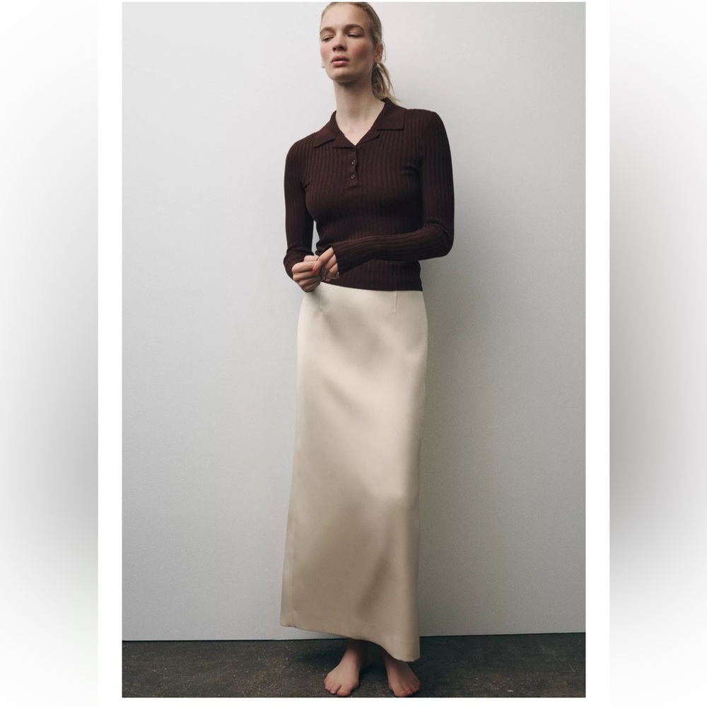 NWT Zara ZW Collection Satin Pencil Skirt Size Xs - Picture 16 of 16